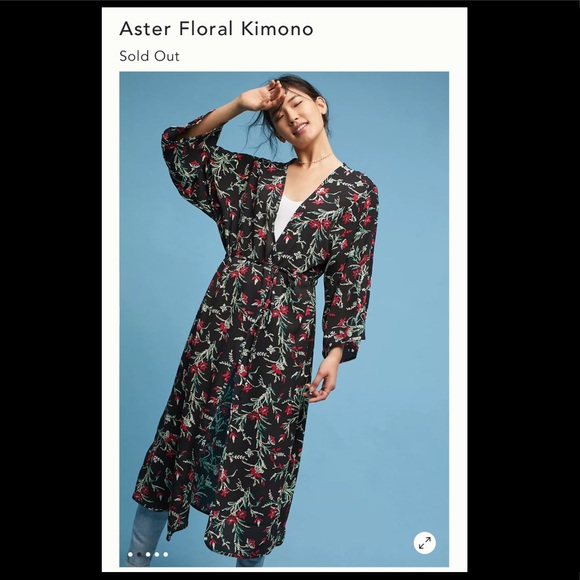 Anthropologie Floreat Aster Floral Kimono Robe Med - Picture 12 of 12